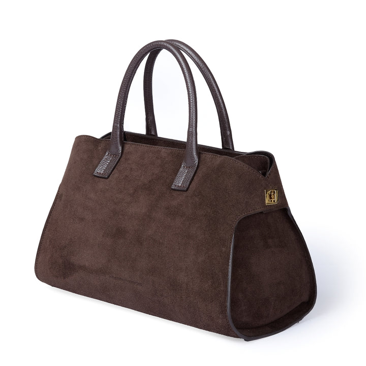 Elodie Suede bowling medium borsa a mano in pelle con tracolla staccabile e regolabile
