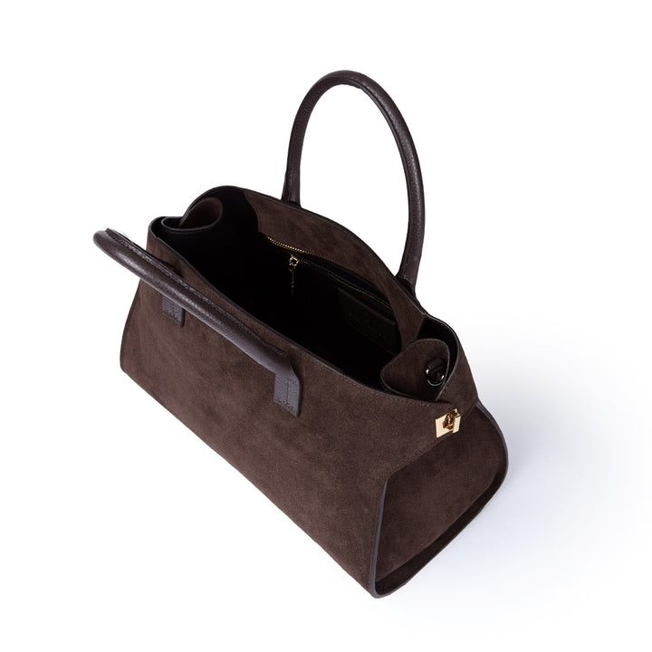 Elodie Suede bowling medium borsa a mano in pelle con tracolla staccabile e regolabile