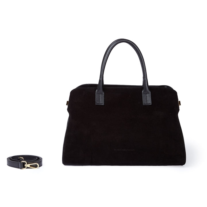 Elodie Suede bowling medium borsa a mano in pelle con tracolla staccabile e regolabile