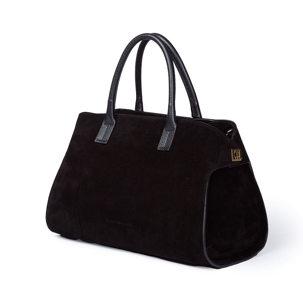 Elodie Suede bowling medium borsa a mano in pelle con tracolla staccabile e regolabile