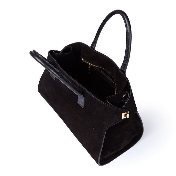 Elodie Suede bowling medium borsa a mano in pelle con tracolla staccabile e regolabile