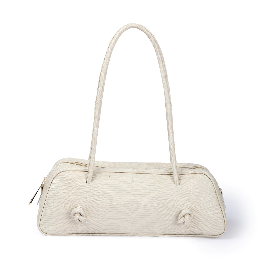 Grace Tejus – Borsa Allungata in Pelle Stampa Lucertolino Burro