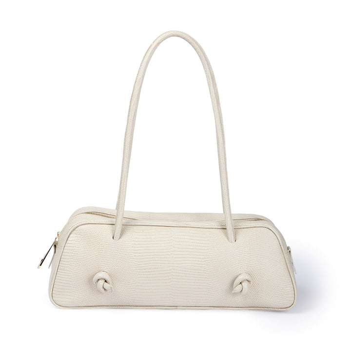 Grace Tejus – Borsa Allungata in Pelle Stampa Lucertolino Burro
