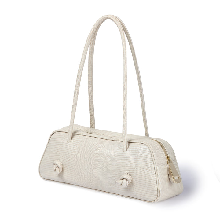 Grace Tejus – Borsa Allungata in Pelle Stampa Lucertolino Burro
