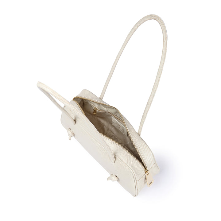 Grace Tejus – Borsa Allungata in Pelle Stampa Lucertolino Burro