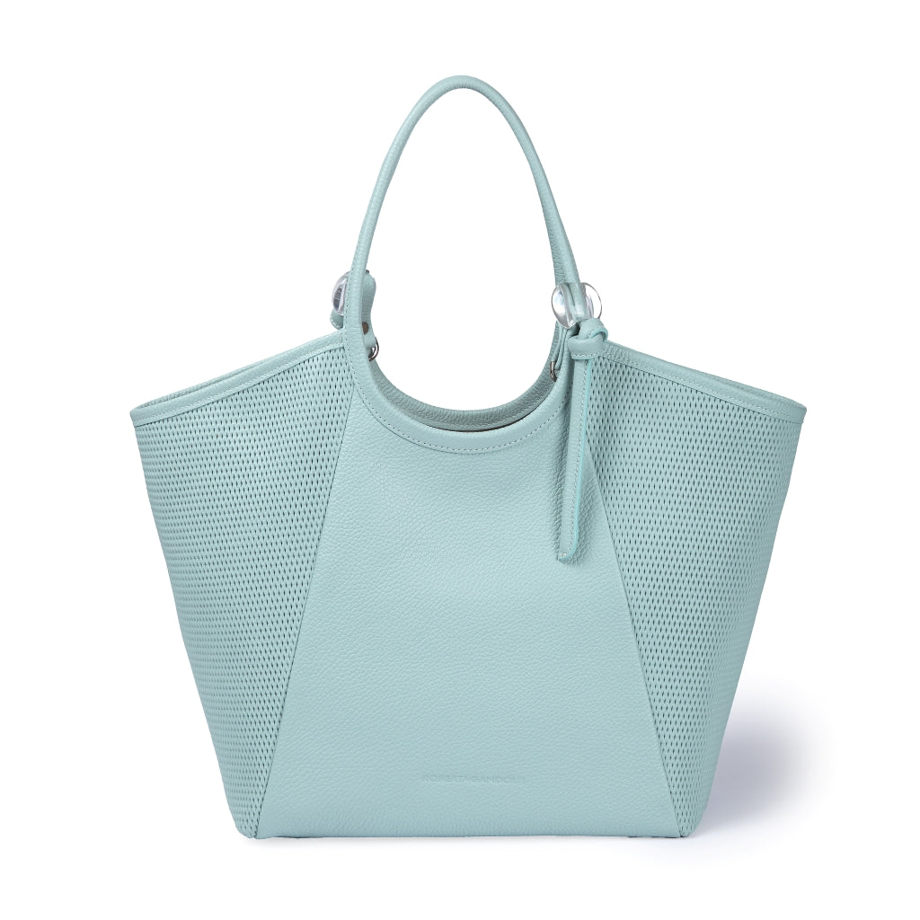 Gaia Shopper borsa in pelle martellata e microforata con manici regolabili e tramezza interna