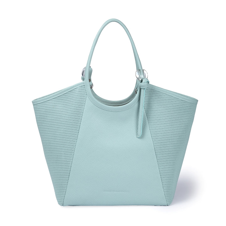 Gaia Shopper borsa in pelle martellata e microforata con manici regolabili e tramezza interna