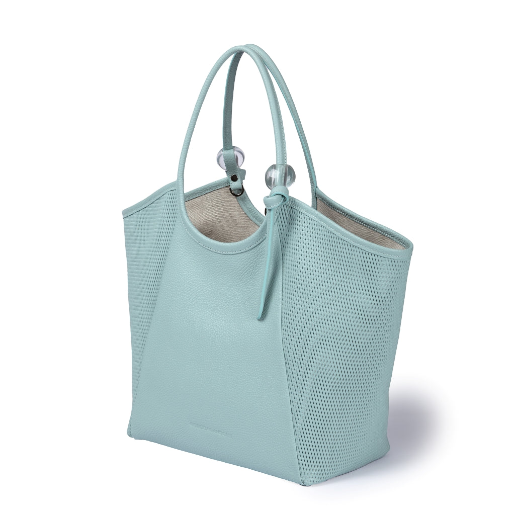 Gaia Shopper borsa in pelle martellata e microforata con manici regolabili e tramezza interna