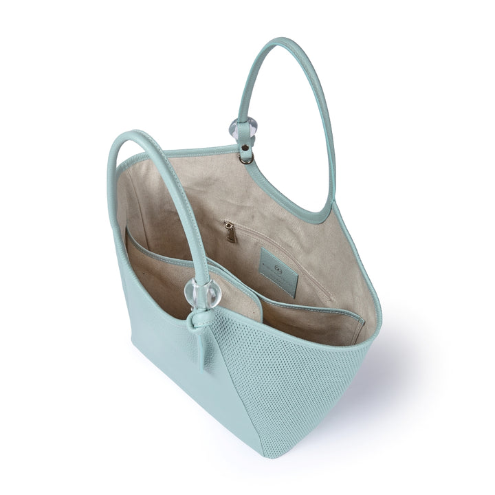 Gaia Shopper borsa in pelle martellata e microforata con manici regolabili e tramezza interna