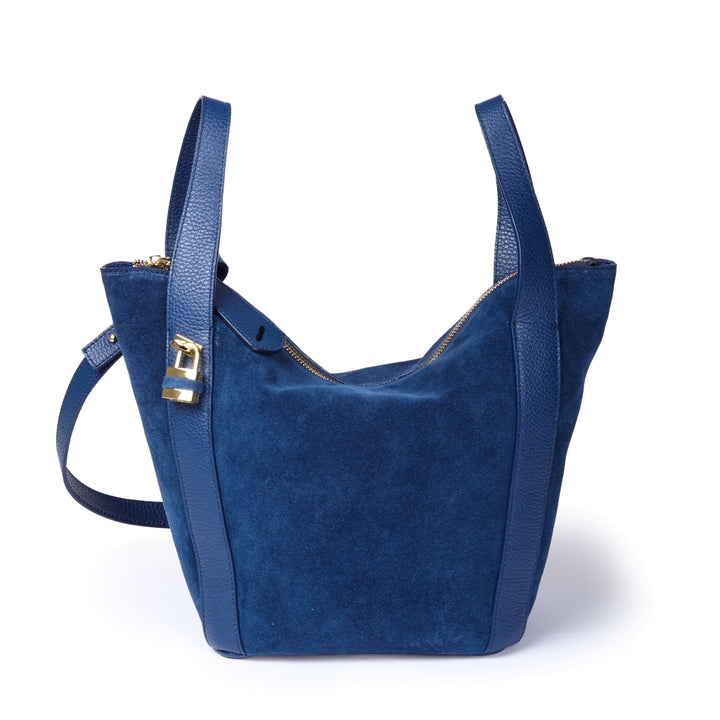 Amina small leather handbag with wrapped tubular handle and detachable shoulder strap
