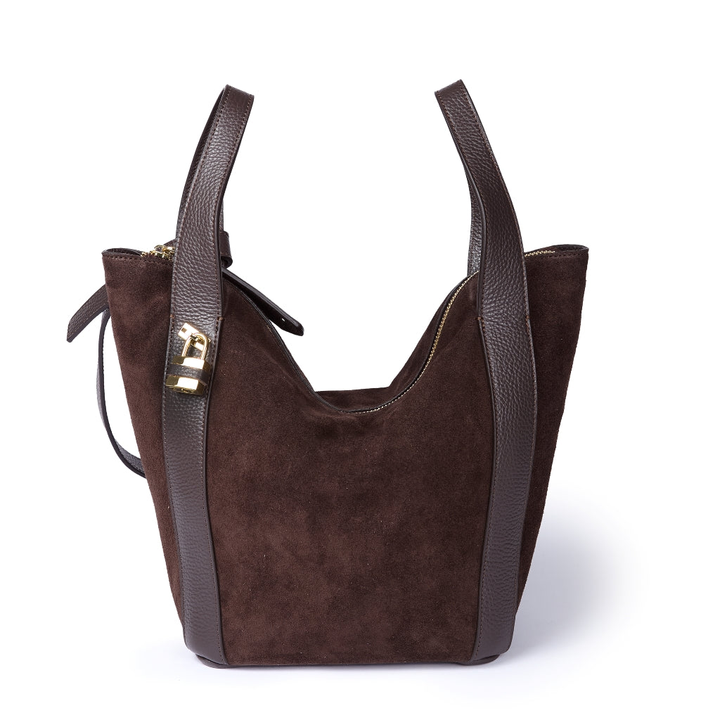 Holly Suede – Suede Leather Bag with Shoulder Strap and Lock Closure