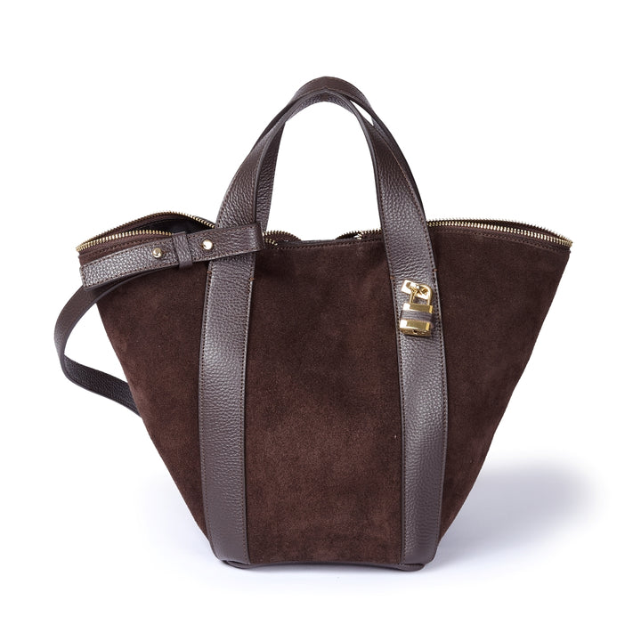 Holly Suede – Suede Leather Bag with Shoulder Strap and Lock Closure