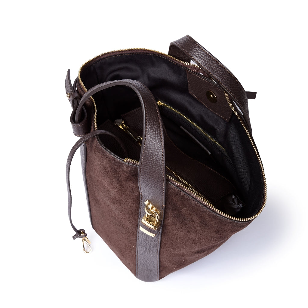 Holly Suede – Suede Leather Bag with Shoulder Strap and Lock Closure