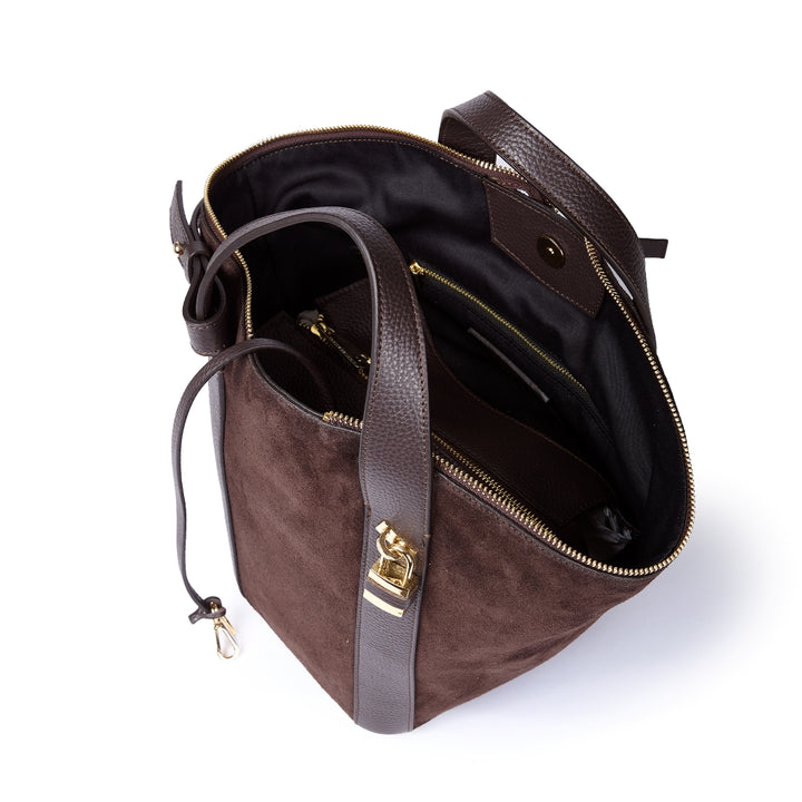 Holly Suede – Suede Leather Bag with Shoulder Strap and Lock Closure