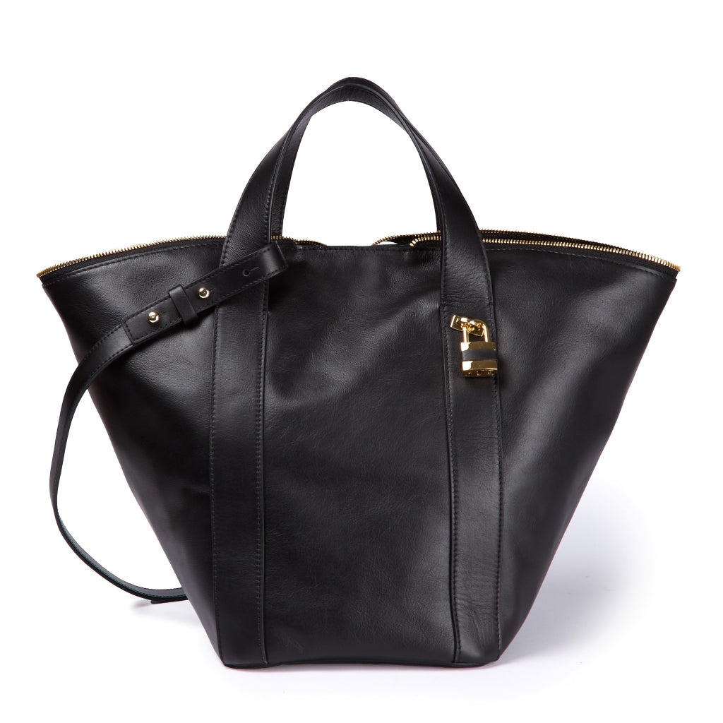 Amina small leather handbag with wrapped tubular handle and detachable shoulder strap