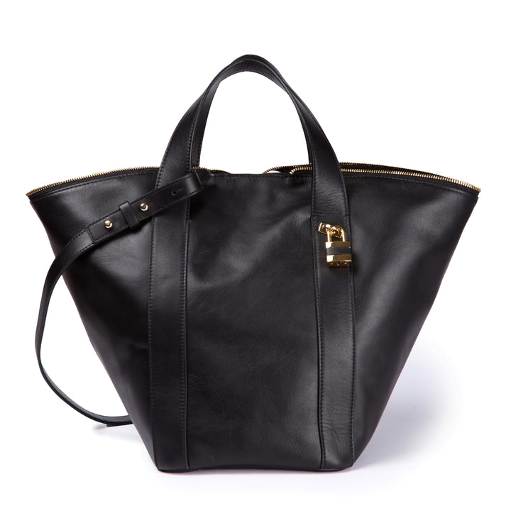 Amina small leather handbag with wrapped tubular handle and detachable shoulder strap