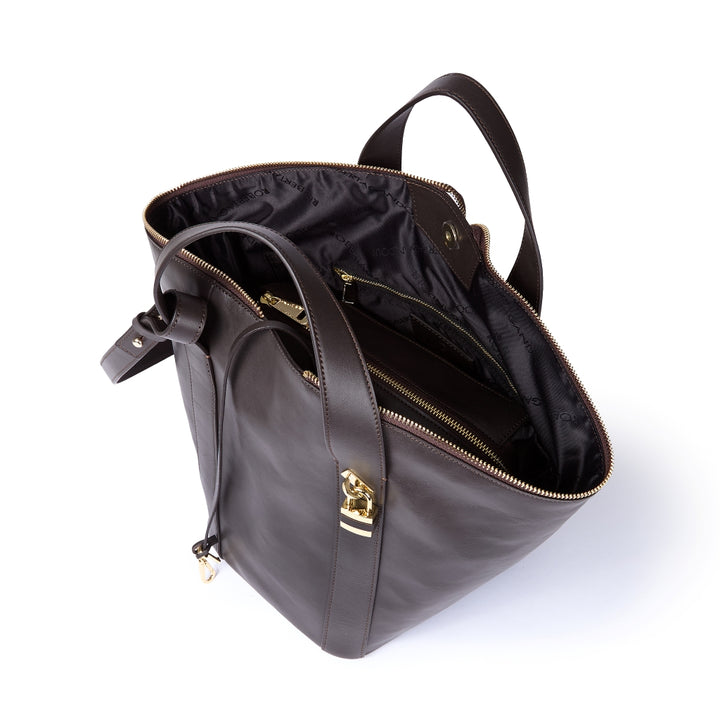 Amina small leather handbag with wrapped tubular handle and detachable shoulder strap