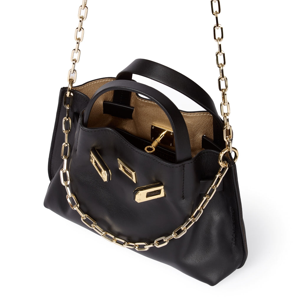 Sveva Mini – Smooth leather handbag with extendable shoulder strap