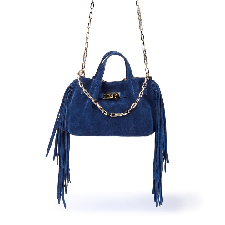 Sveva Mini Suede Fringes – Borsa a mano in pelle scamosciata con frange e chiusura girello (