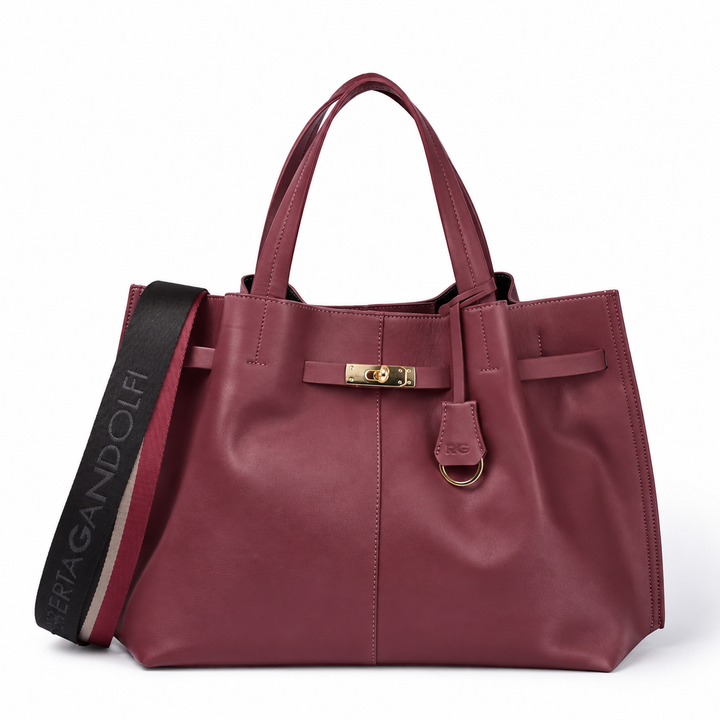 Sveva Maxi handbag in pelle con interno organizzato e chiusura a girello (Copia)
