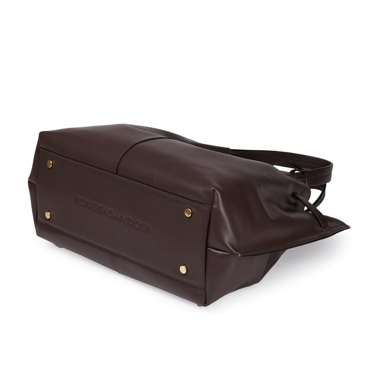Sveva maxi leather handbag with organized interior and turn-lock closure