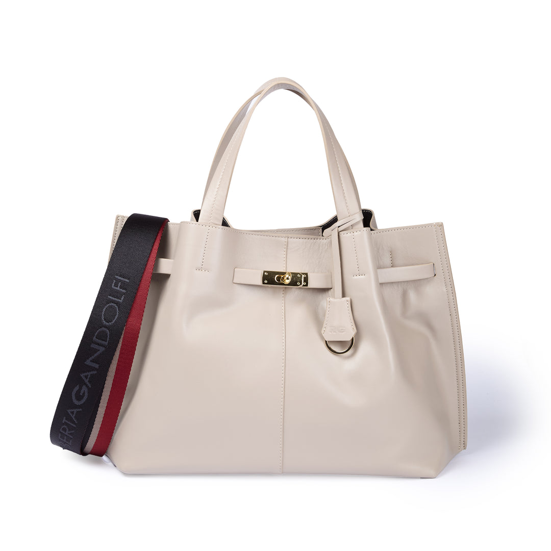 Sveva Maxi handbag in pelle con interno organizzato e chiusura a girello