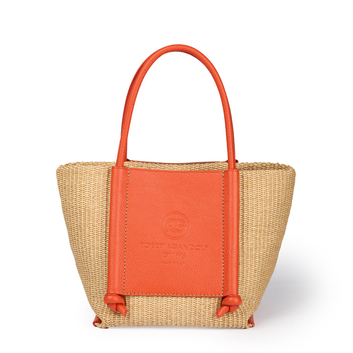 Sabrina Handbag borsa in rafia e pelle con manici regolabili