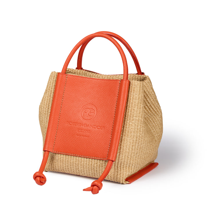 Sabrina Handbag borsa in rafia e pelle con manici regolabili