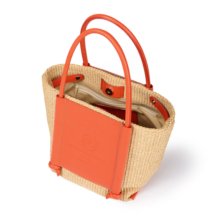 Sabrina Handbag borsa in rafia e pelle con manici regolabili