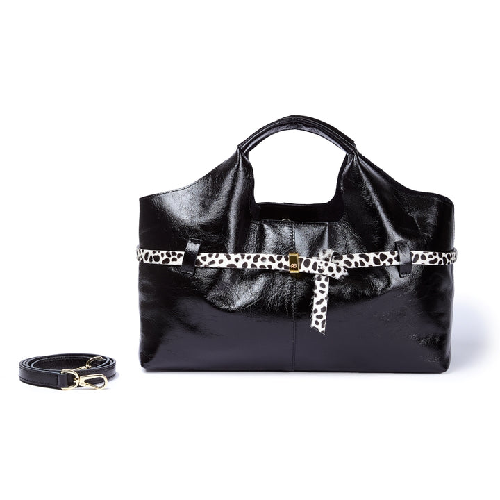 Grace Glossy Handbag – Borsa in Vitello Distressed con Cintura Animalier