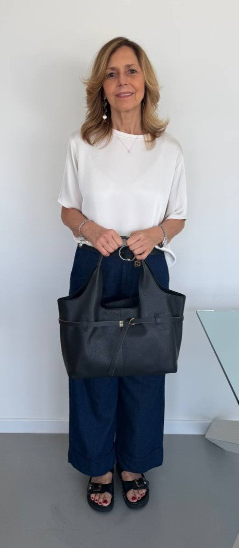 Grace Tote – Grained Leather Shopping Bag with Removable Interior Organizer