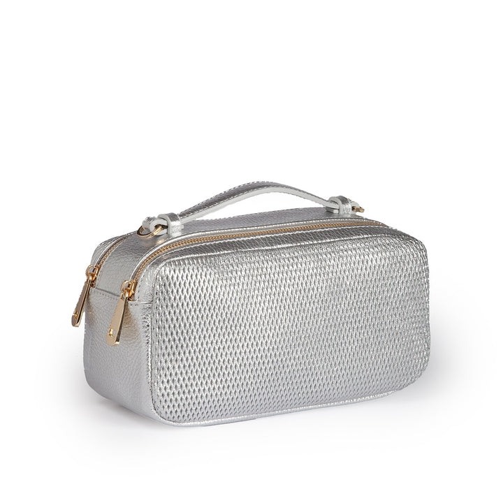 Brigida Yuma camera borsa in pelle con doppio scomparto e tracolla in catena dorata con spallaccio protettivo in pelle