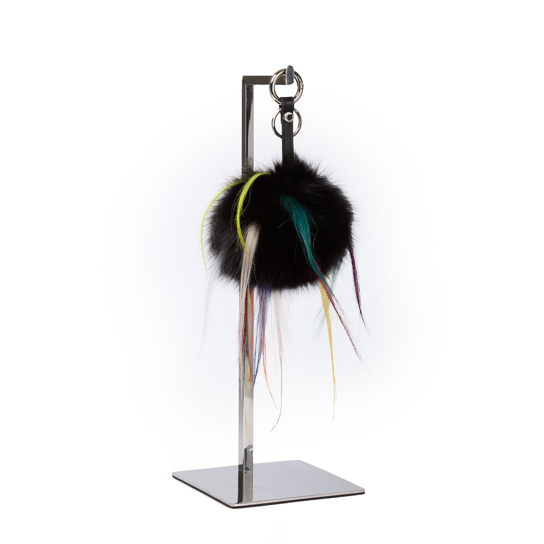 Pompon Rainbow Luxe Charm / Keychain in fox fur and kidassia