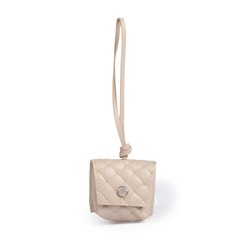 Woven charms air pods holder in braided printed leather
