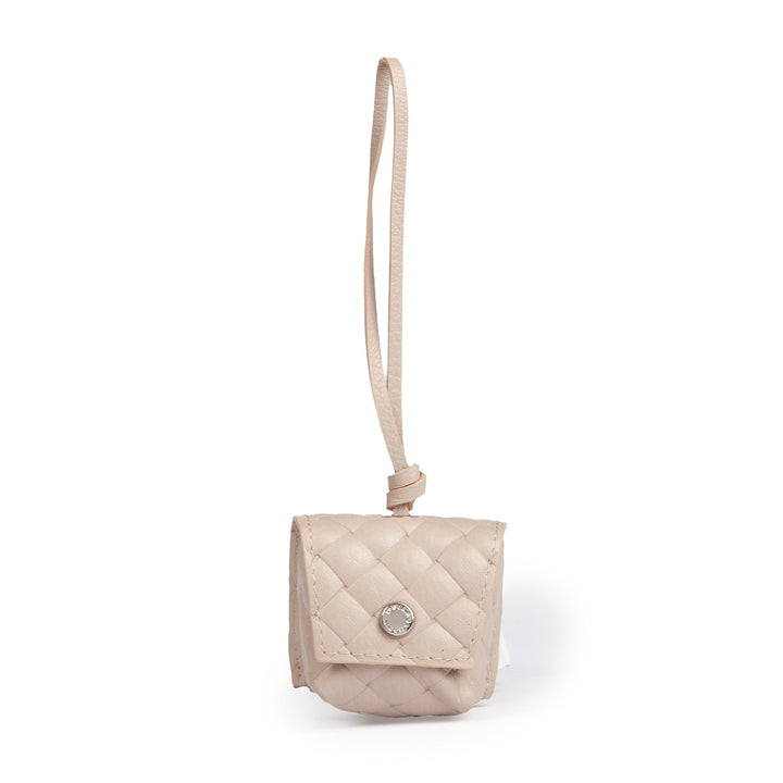 Woven charms air pods holder in braided printed leather