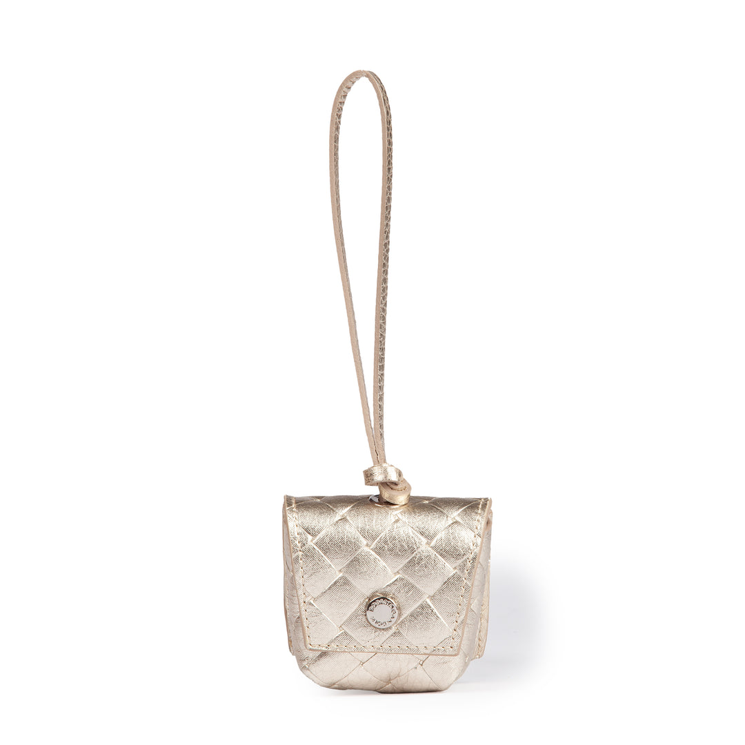 Porta air pods woven charms in pelle stampa intrecciato