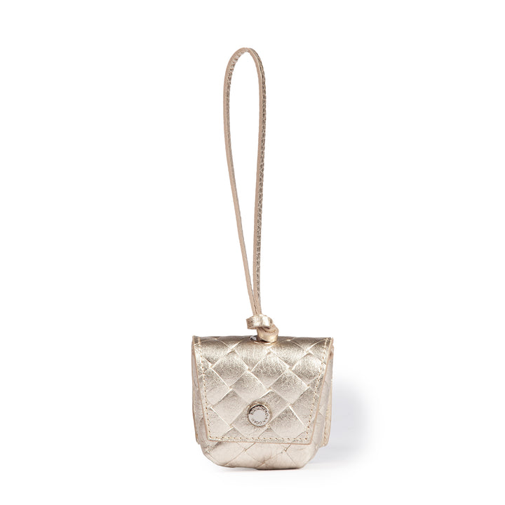Porta air pods woven charms in pelle stampa intrecciato