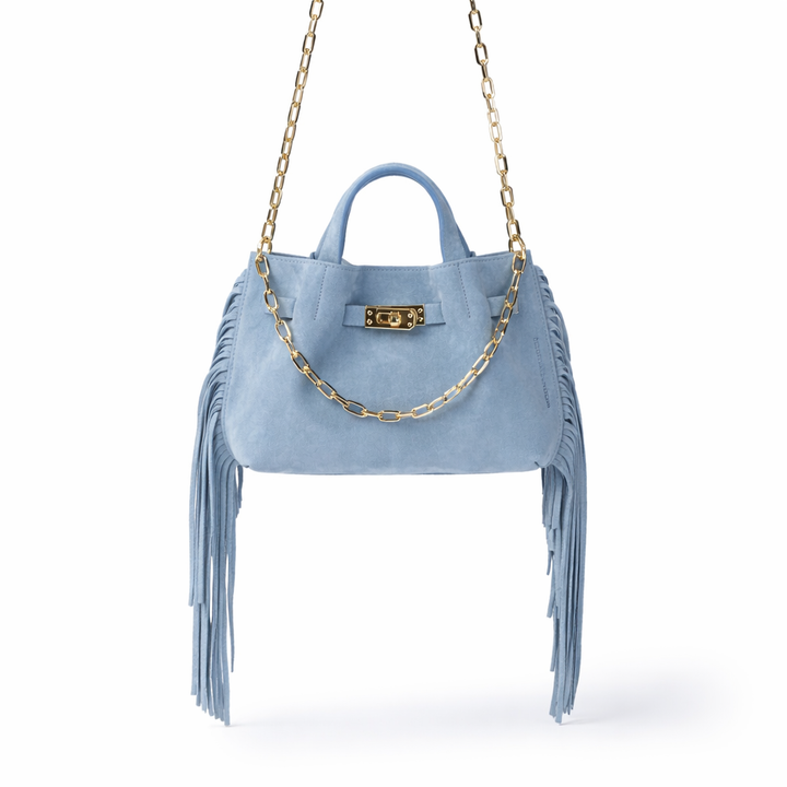 Sveva Mini Suede Fringes – Borsa a mano in pelle scamosciata con frange e chiusura girello