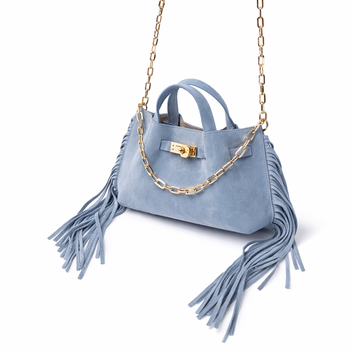Sveva Mini Suede Fringes – Borsa a mano in pelle scamosciata con frange e chiusura girello