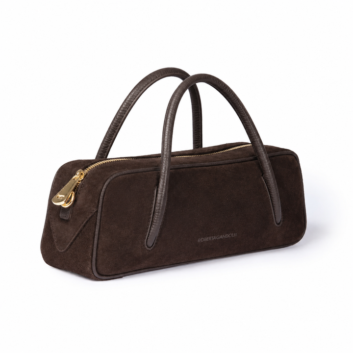 Celine East-West Small Suede – Suede and Grained Leather Bag with Shoulder Strap