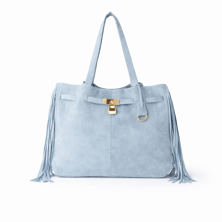Sveva Suede Fringes Tote in pelle con interno organizzato e chiusura a girello decorativa