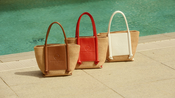 Sabrina Handbag borsa in rafia e pelle con manici regolabili