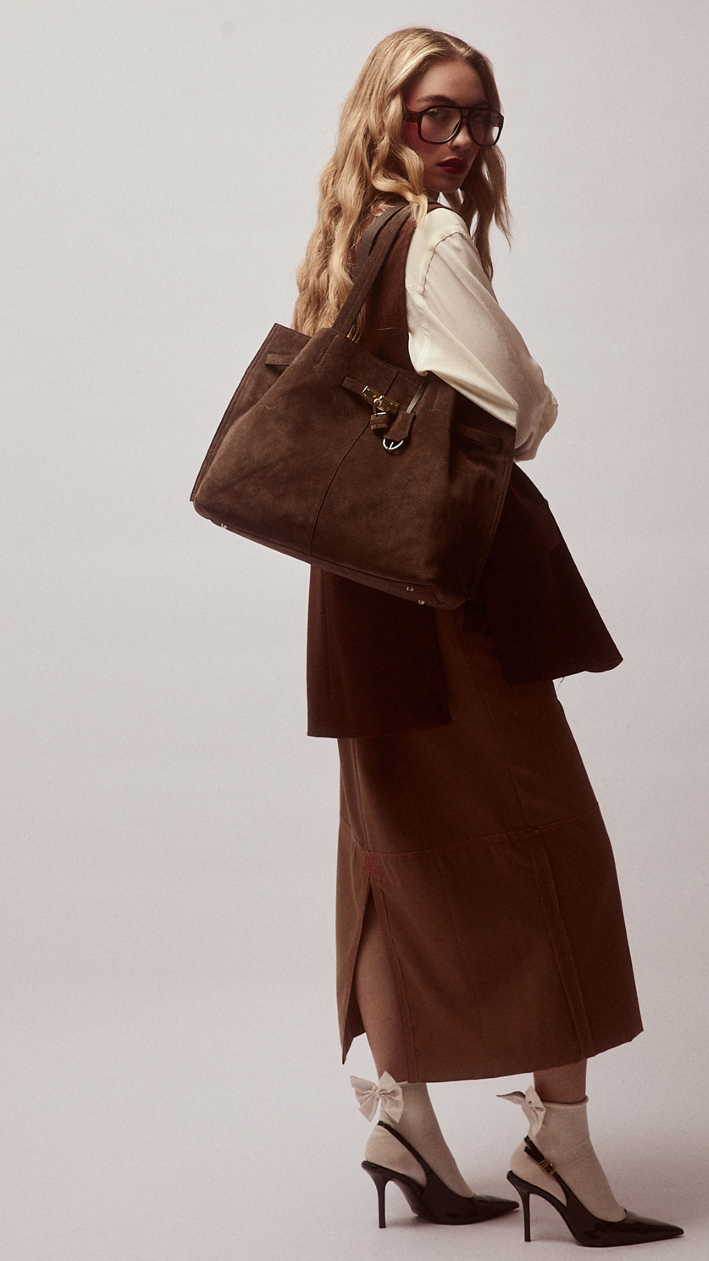 Grace woven elongated bag in braided calfskin